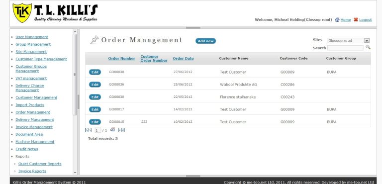 Order management system – Web applications